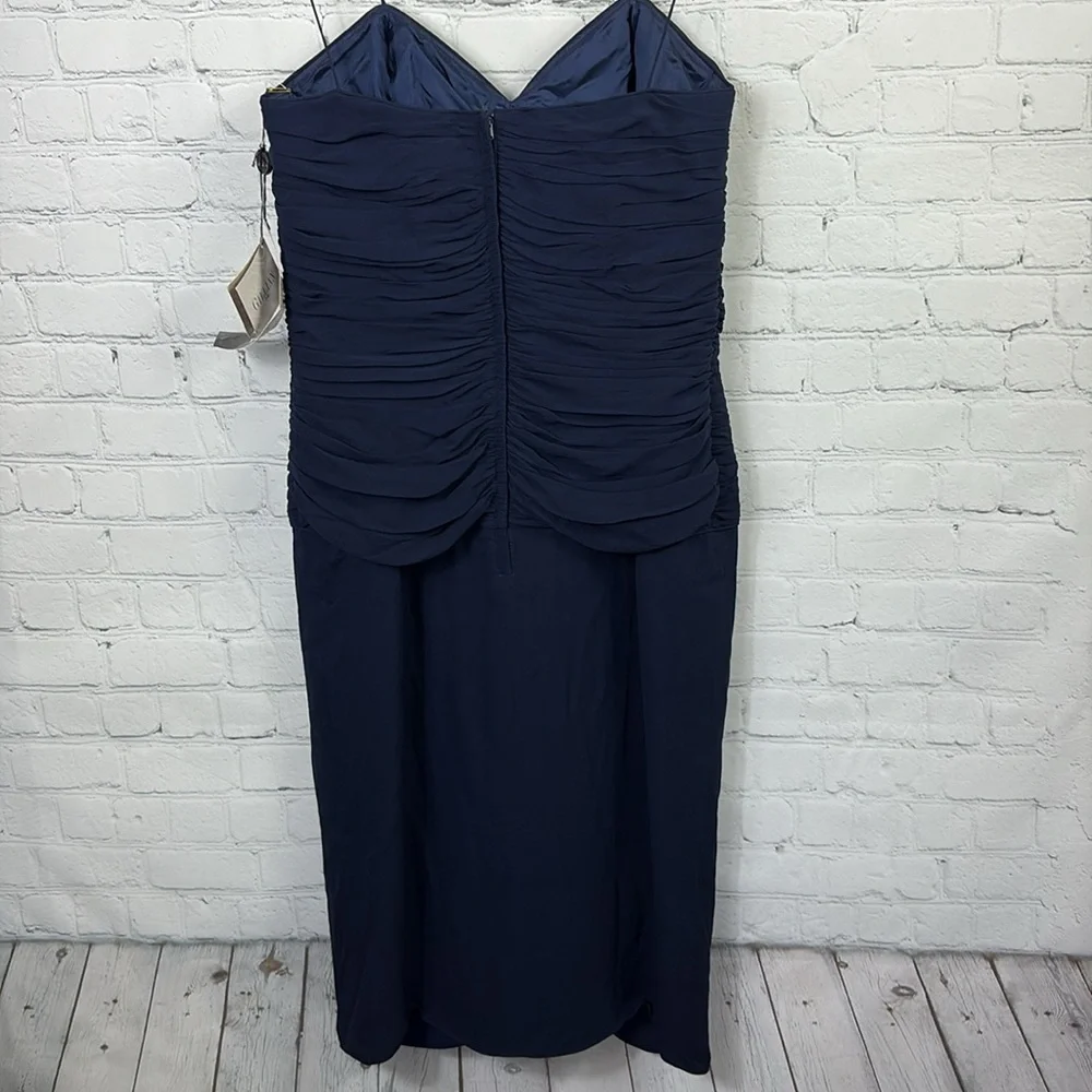 ST. GILLIAN Vintage Silk Spaghetti Strap Navy Cocktail Party Dress size 10 - Picture 2 of 9